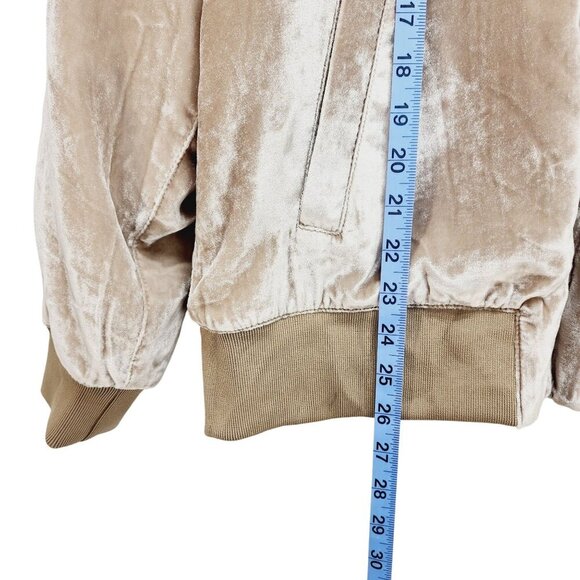 Madewell Women's Velvet Bomber Jacket Size Medium Viscose & Silk Blend Beige - Picture 12 of 13